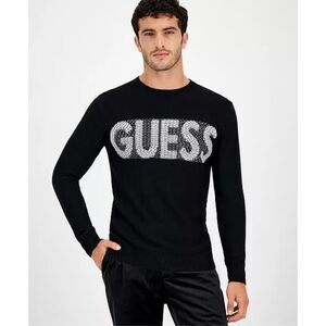 Guess NWT Amyas Crewneck Long Sleeve Logo Sweater Jet Black XXL